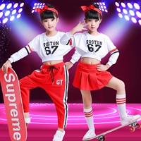 Cô gái mới nhảy đường phố jazz rốn lỏng lẻo hip hop trẻ em nhảy jazz nam và nữ trình diễn trang phục mùa hè shop quần áo trẻ em