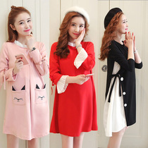 2022 pregnant woman dress in spring and autumn long sleeve blouse for long sleeves A-word dress spring leave two undershirt pregnant woman with dress
