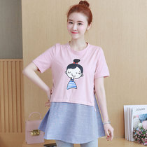 Pregnancy Woman Dress Summer Clothing Blouse Net Red New Loose Short Sleeve Mid pregnant woman t-shirt Two sets of stylish style kits