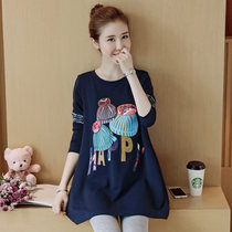 2021 New Pregnant Woman Spring Dress T-Shirt Pure Cotton Long Sleeve Pregnancy Woman Dress Spring Summer Blouse Summer Dress Undershirt Big Code Suit