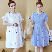 Pregnant woman Xia Fashion relaxed skirt Fashion style 2019 new wave spicy mother Summer cartoon blouse for pregnant woman with dress
