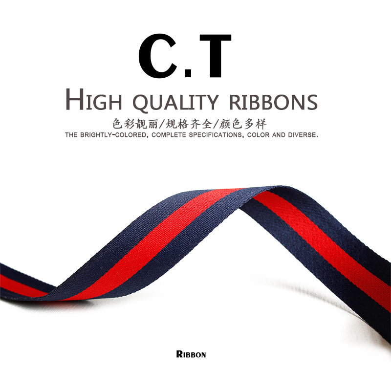 Thickened Three-color Red Blue Striped Webbing Ribbon Ribbon Ribbon Christmas With Blue Red Blue Twill Blue Red Blue Polyester Fiber Ribbon