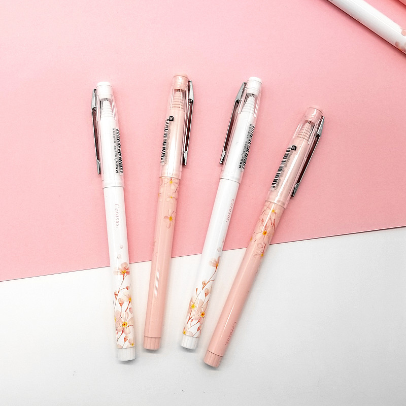 Morning light stationery MG-666 minimalist cherry blossom qualified girl with medium sex pen 0 5 student examination large capacity water-based pen