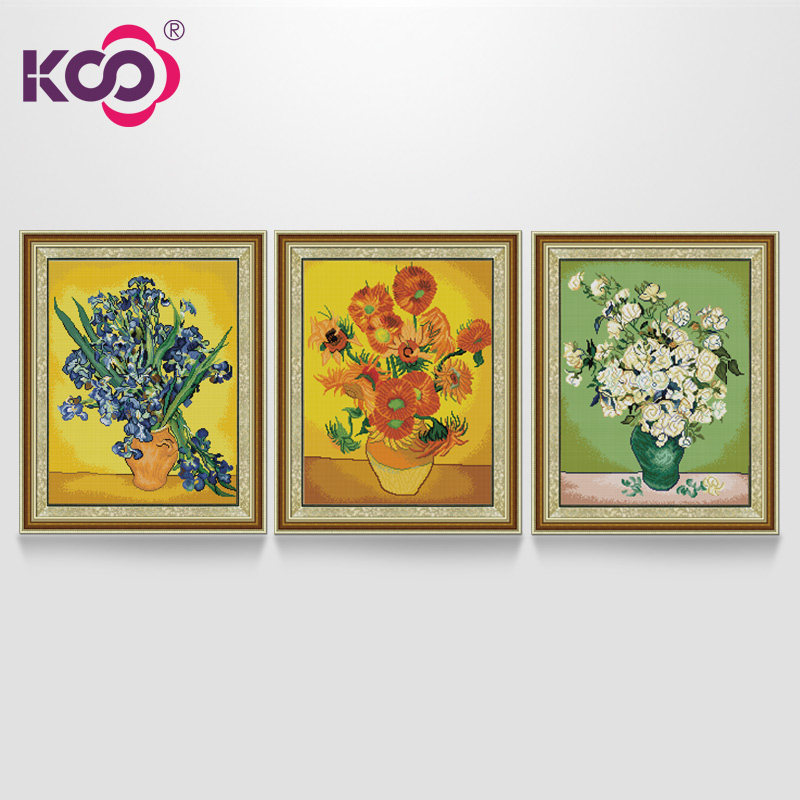 ks cross stitch 20018 new thread embroidery European Van Gogh oil painting Y618281 sunflower blue iris white rose