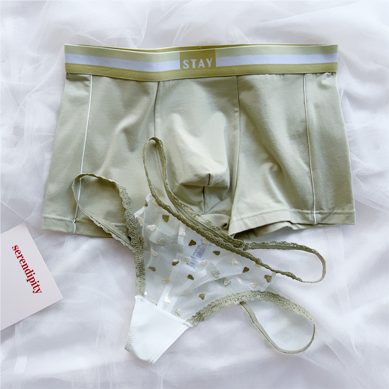 Seamless Couple Underwear Pure Cotton One Man and One Woman Lace Thong Sexy Passionate Hot Couple Intimates Set