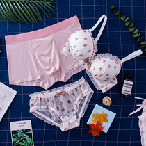 No steel ring couple underwear summer couple underwear three-piece set with bra couple bra summer underwear set