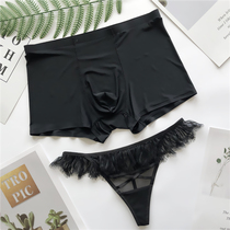 Ice silk sexy couple underwear thong couple lace temptation couple sex lingerie suit pants