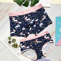 Summer cotton new couple underwear personality underwear set cute cartoon couple small inner pants pants
