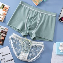 Mid-waist hipster couple underwear men Cotton women mesh cute couple floral cartoon underwear set