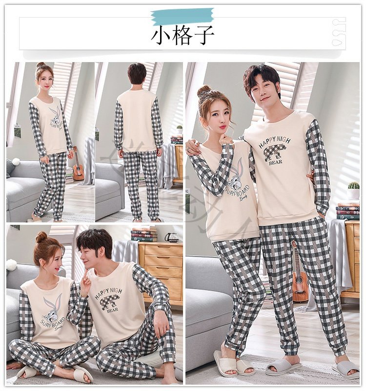 Bộ đồ ngủ mùa xuân và mùa thu đôi của phụ nữ cotton dài tay mùa đông nam có thể mặc phim hoạt hình cotton phục vụ tại nhà phiên bản Hàn Quốc shop đồ lót