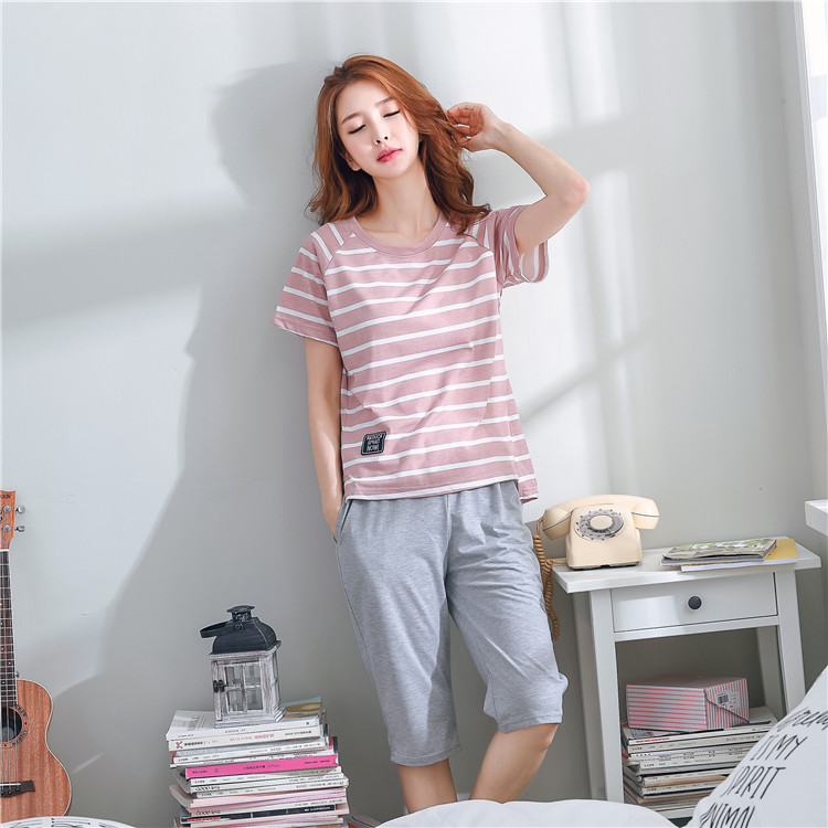 Đồ ngủ nữ mùa hè quần short tay ngắn cắt quần cotton nữ phù hợp với phim hoạt hình dễ thương giản dị có thể mặc dịch vụ nhà bộ lụa mặc nhà