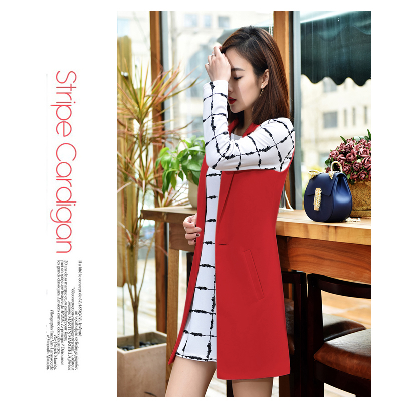 Vest nữ mùa xuân và mùa thu dài 2017 phiên bản Hàn Quốc mới của áo len không tay phù hợp với áo khoác Slim vest vest shop áo khoác nữ hàn quốc