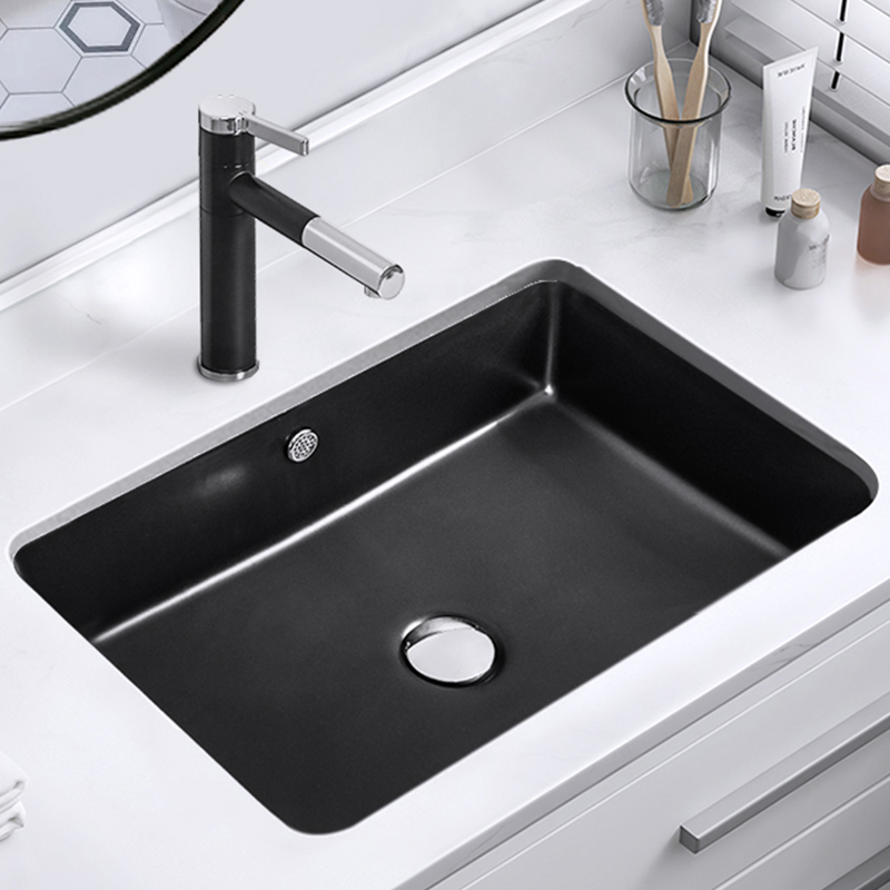 New stage pelvic floor washbasin embedded home balcony Oval Ceramic Wash Terrace Basin Square Black Single Sink