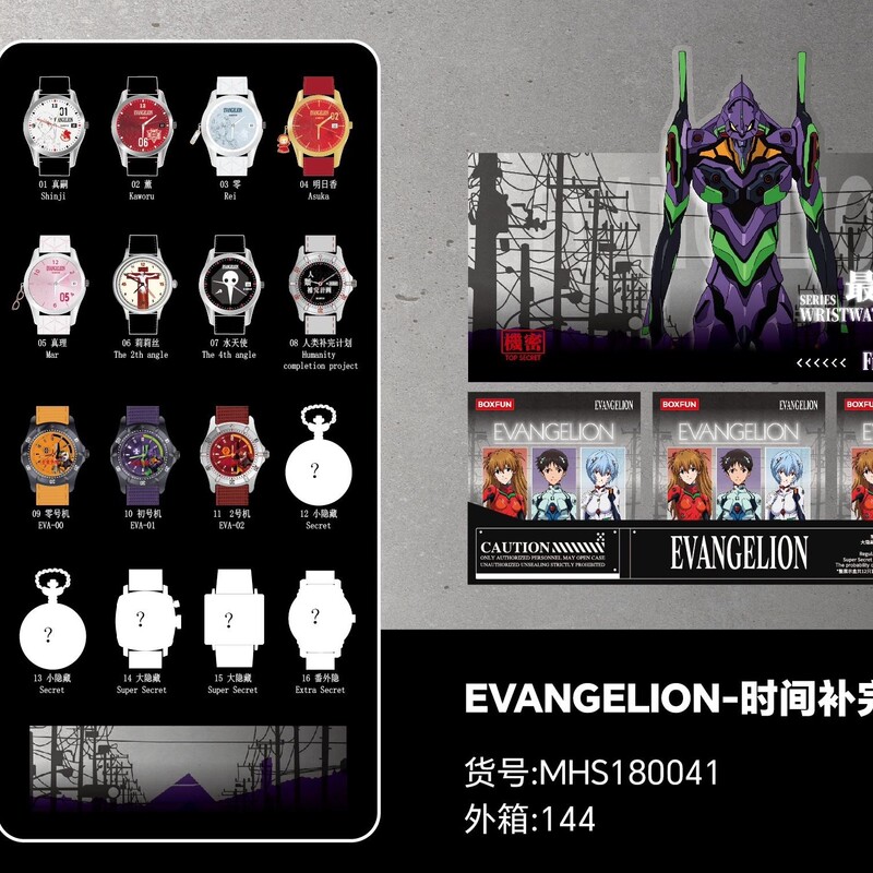 Neon Genesis Evangelion Eva Watch Ngelion Time Completion Project Watch Blind Box Weekly Gift Trendy Toy