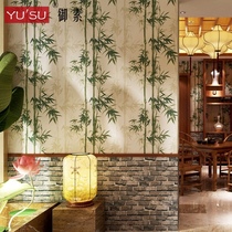 Retro Chinese classical bamboo wallpaper Chinese style office Teahouse restaurant snack restaurant decoration project wallpaper