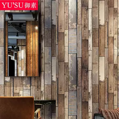 Industrial style decoration retro nostalgic wooden board wood grain wallpaper Hotel dining room clothing hair salon special wallpaper