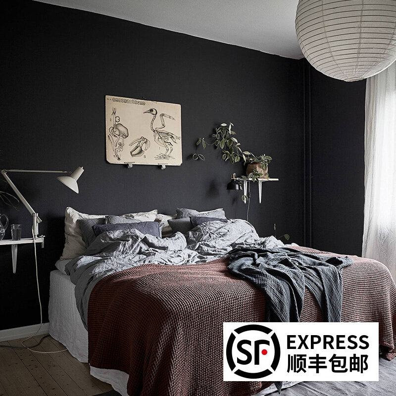 Industrial style pure black wall covering Nordic minimalist matte white pearl white living room bedroom background wall seamless wall covering