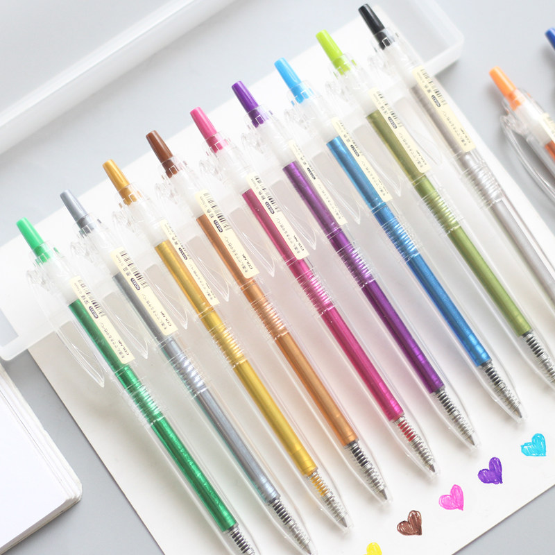 Leaf Rice Paving Creativity Brief About 12 Color Press Action Pen Student Stationery Hand Ledger Color Water-based Pen 0 5mm