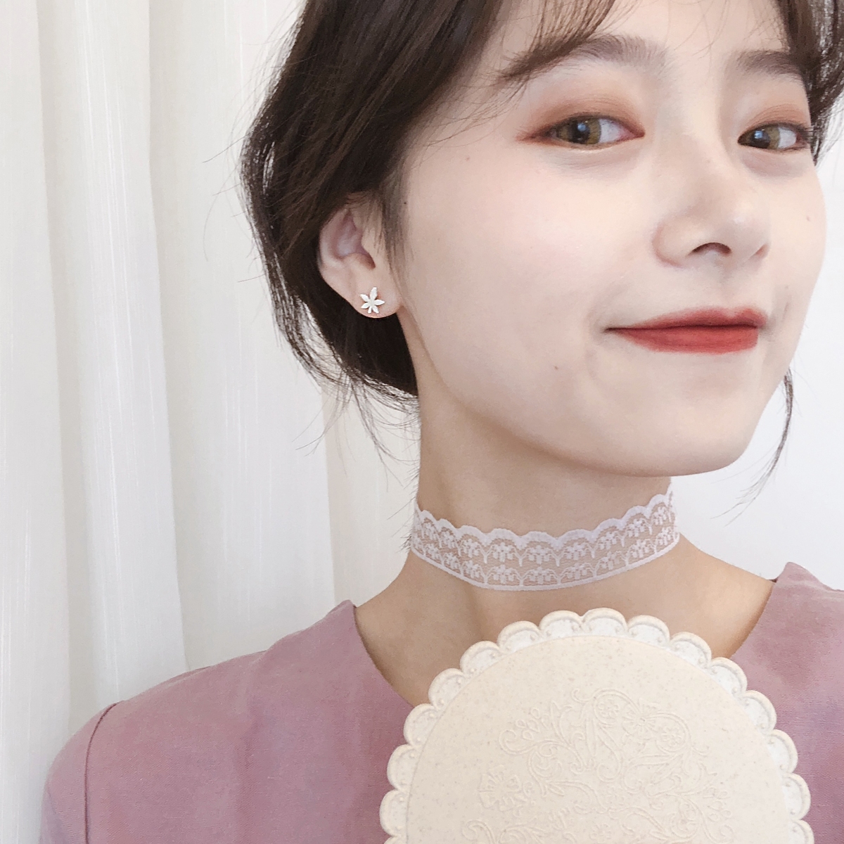 925 pure silver earring female temperament South Korean Jane about small summer ins wind 100 hitch a maple leaf ear pin to sleep without picking up