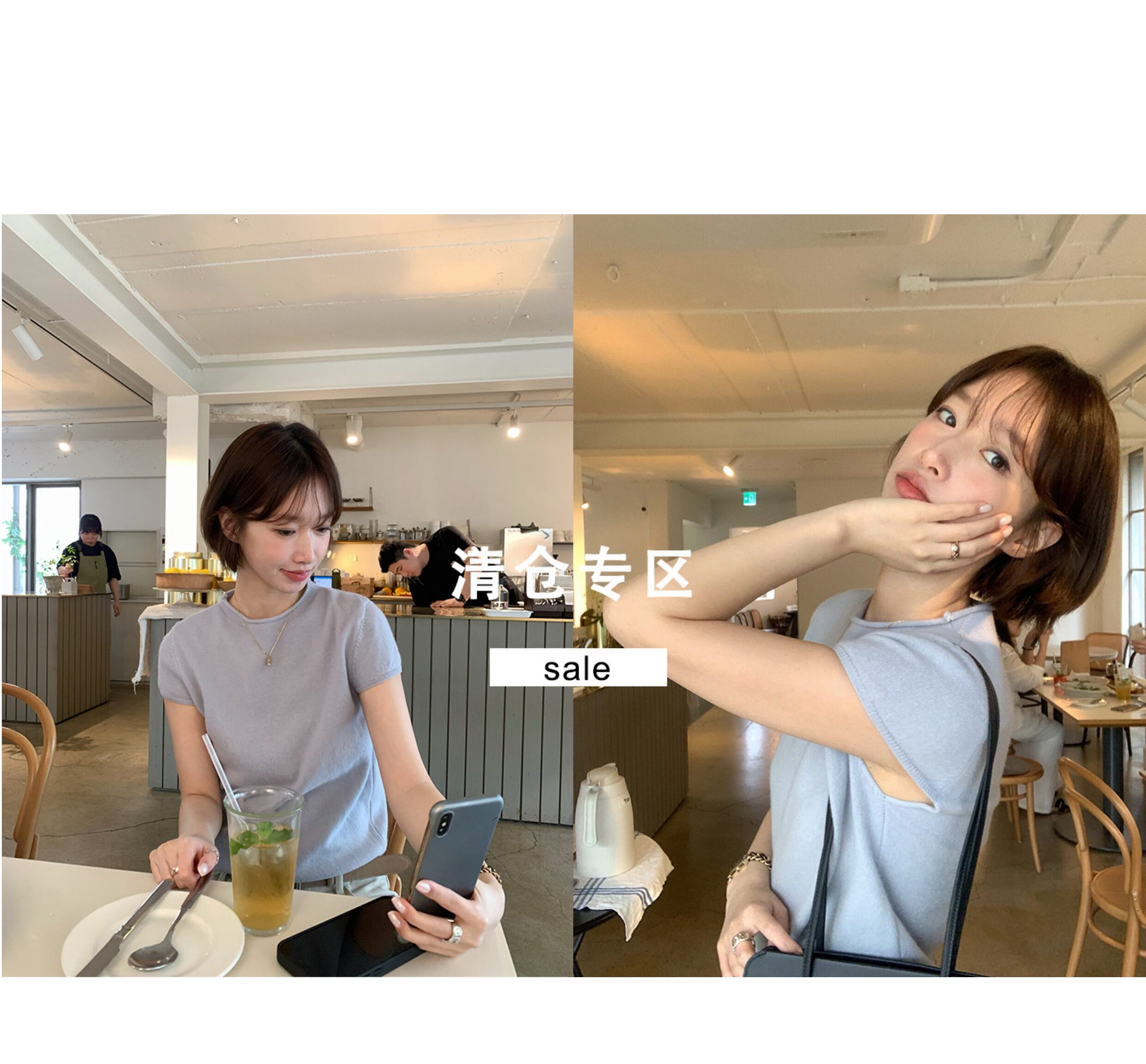 【Imiss】2026 New Product! Korean Style Gentle and Fluffy Wool Short-Sleeved Knit Top for Women, with a Sweet and Elegant Temperament — تصویر 1