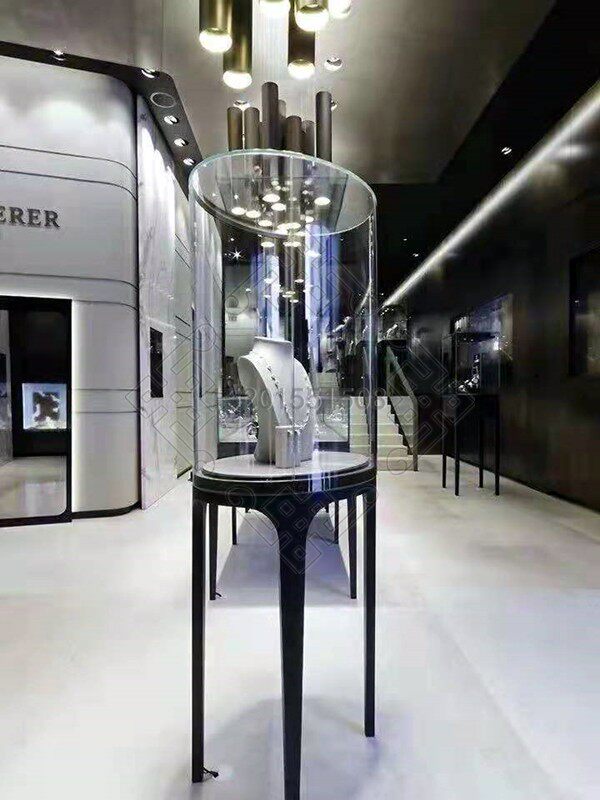 Ornament Cabinet New Jewelry Exhibition Cabinet Beijing Custom Metal Counter Jade Emerald Display Cabinet Necklace Head Model Booth-Taobao