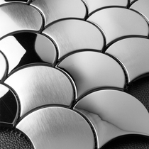 Stainless steel fan-shaped fish scale mosaic tiles metal wall stickers cloakroom entrance background wall decoration bar wall tiles