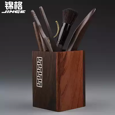Ebony six gentlemen tea ceremony accessories Household solid wood tea tube Kung Fu tea set 6 sets Ebony tea art combination