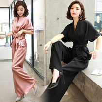 Xiao Xiangfeng foreign style wide leg pants set 2021 summer new Korean version of temperament goddess Fan fashion Imperial sister two sets