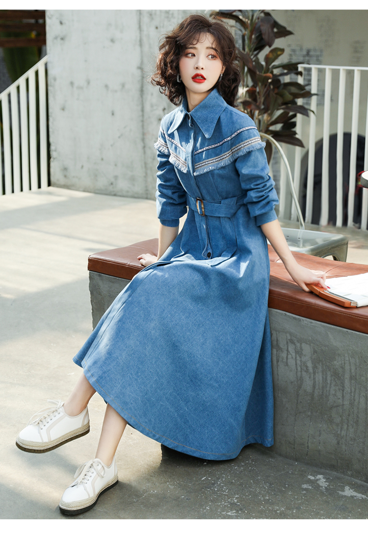 格安超歓迎 春秋シャツワンピースレディース長袖スリム : レディース服 特価大人気