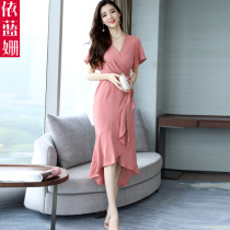 Feminine dress 2021 new summer Xiaofeng temperament long ruffled hip fishtail skirt