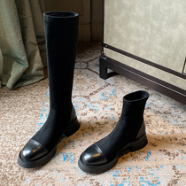 Giant Display Slim Bottom Suede High Cylinder Boots Long Boots Small Sub Casual Rider Boots Stretch Boots Martin boots Women short boots