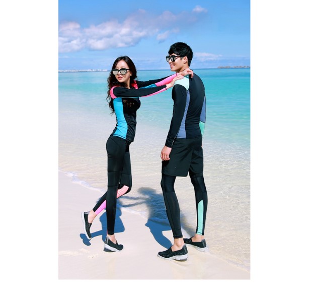 Hàn Quốc chia đôi đồ bơi lặn nam và nữ dây kéo kem chống nắng bụng mỏng và nhanh khô - Vài đồ bơi 	đồ đôi đi biển cặp	