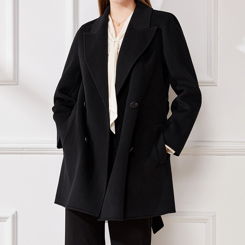 Double face cashmere big coat female short style 2021 new high-end small sub a character version Hangzhou positive shoulder suit jacket