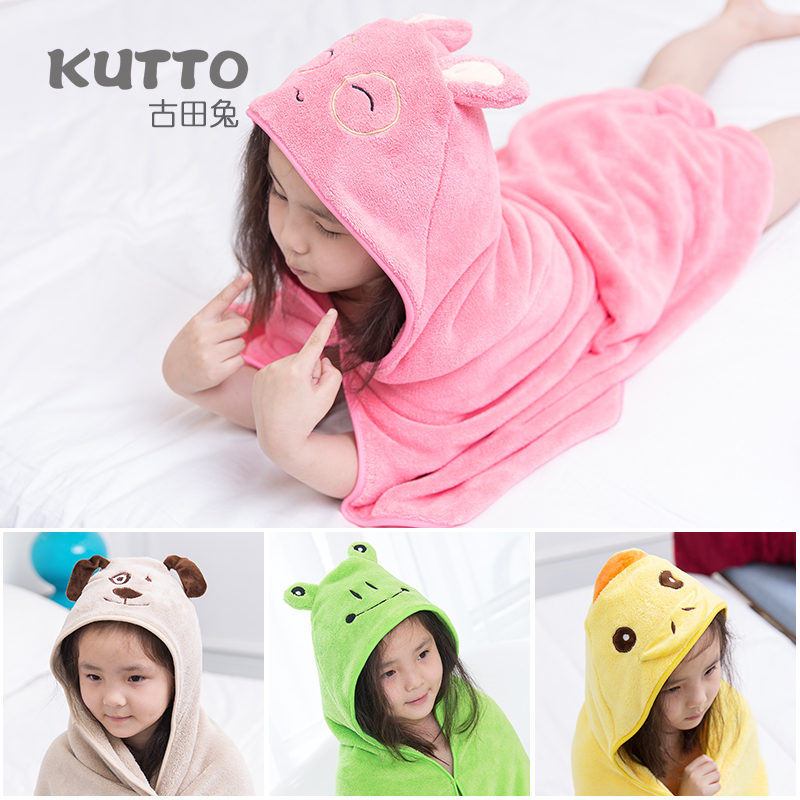 New Children's Bathrobe Closed Coral Velvet Hat Baby Towel Shower Clothes