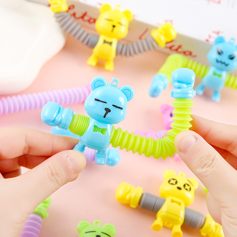 [Pack of 100] Stress-Relief Stretchable Tube Educational Cute Bear Creative Small Ornaments Children's Toy Gifts