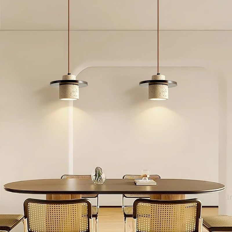 Japanese-Style Yellow Travertine Vintage Wabi-Sabi Dining Room Small Pendant Light Retro Pastoral Homestay Bar Study Pendant Light