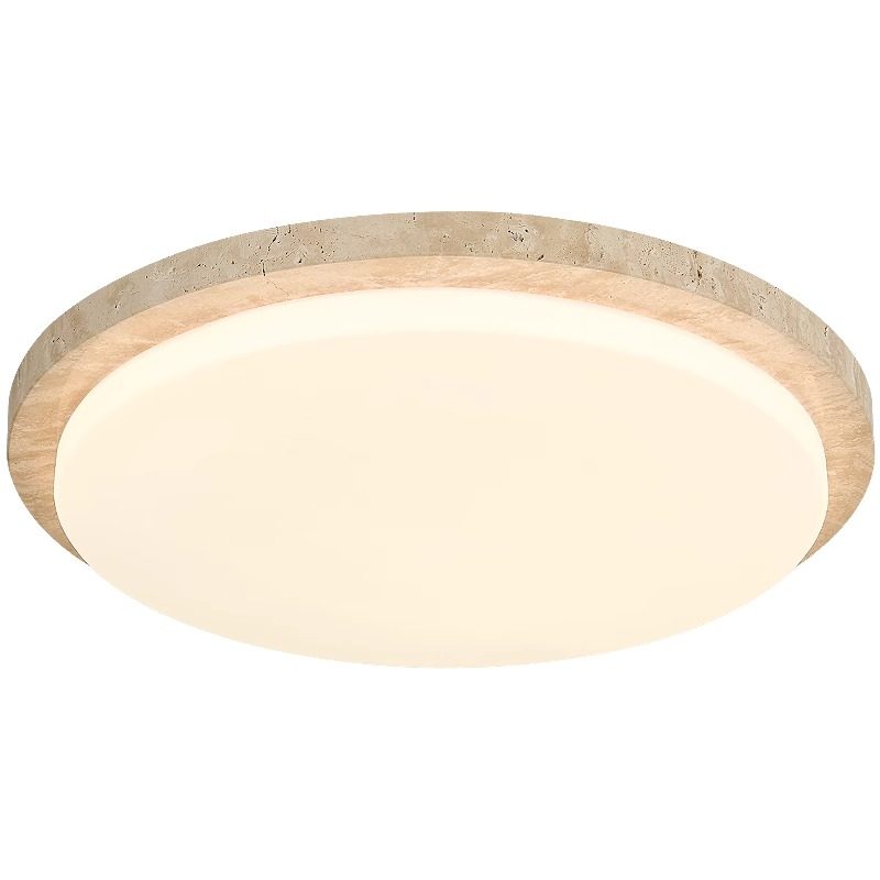 Yellow Travertine Bedroom Ceiling Lamp, Japanese Wabi-Sabi Style, New Minimalist Designer Vintage Round Room Study Lighting Fixture