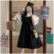  College style fugitive princess sweet flying sleeve shirt temperament thin strap dress female student single set