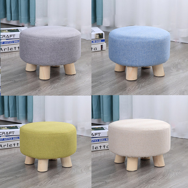 Small stool Internet celebrity home fabric low stool creative living room sofa stool cute round stool shoe changing stool lazy small bench