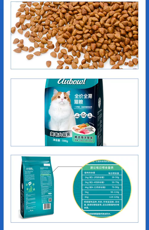 Remi Gaoaobao thức ăn cho mèo vào mèo con 5 kg cá nhỏ gói cá biển Anh ngắn màu xanh mèo 2,5kg thức ăn cho mèo - Cat Staples