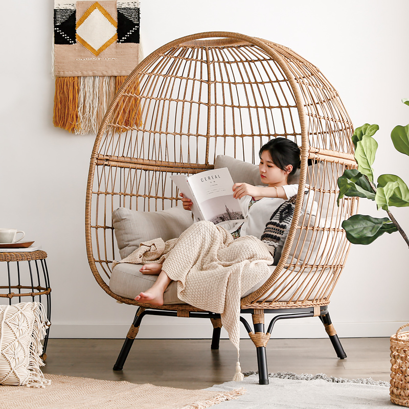 mwh man good home Nordic balcony vine chair living-room home single double deckchair outdoor patio chino casual chair