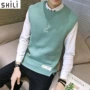 Vest nam áo mùa xuân Hàn Quốc phiên bản của xu hướng đẹp trai áo gi lê đan ôm loại áo gi lê áo gi lê nam giới không tay áo len áo khoác len nam trung niên
