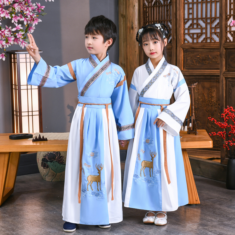 Children's ancient clothes Hanfu boys'country school uniforms girls' book children acting out of Chinese style Chinese wind and summer clothing primary school children