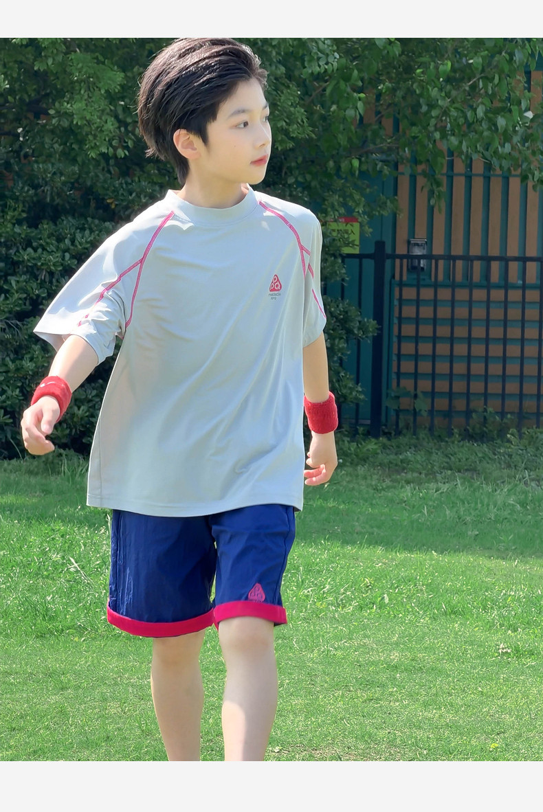 凉感速干衣儿童短袖t恤男童夏季2026新款潮牌中大童夏装运动套装 — 10