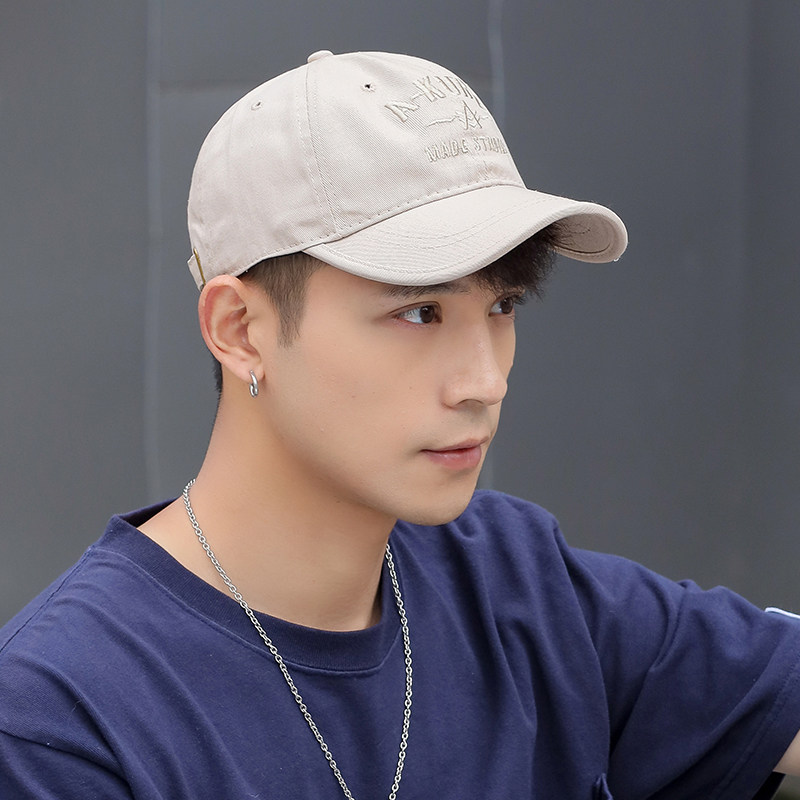 Hat Male Summer Korean version Tide Baseball Cap Casual 100 Hitch Beige Soft Top Men Summer Tide Card Outdoor Sun Hat