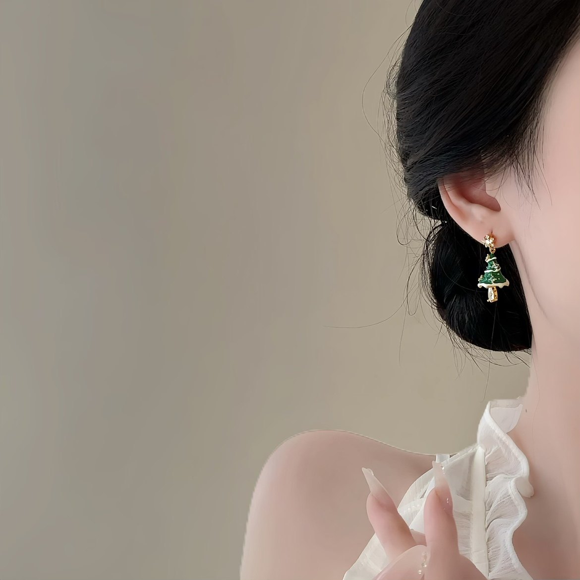 Christmas tree star earrings (Pair pack)