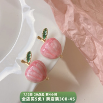 Cheese peaches fruit earrings Peach Ear Accessories without earbuds Mosquito Coil Dish Ear Clip Female small ear nail sweet summer
