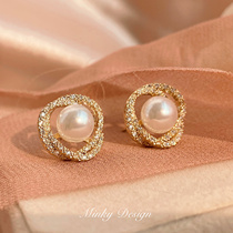 Linglong pearl ear clip mosquito coil ear clip earrings earrings French elegant autumn and winter winter
