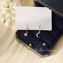 Star Moon Myth Star Moon earrings Irregular six-Mang star earring ear clip female earrings earrings earrings