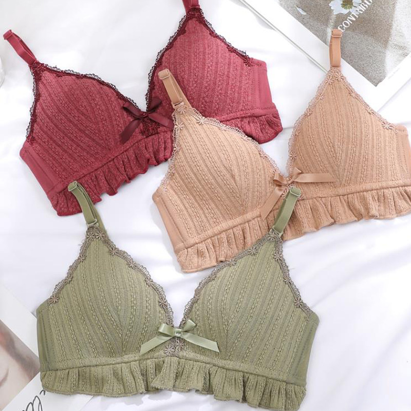Steel-free underwear students high school girls small chest gathering adjustment type summer thin bra sexy suit